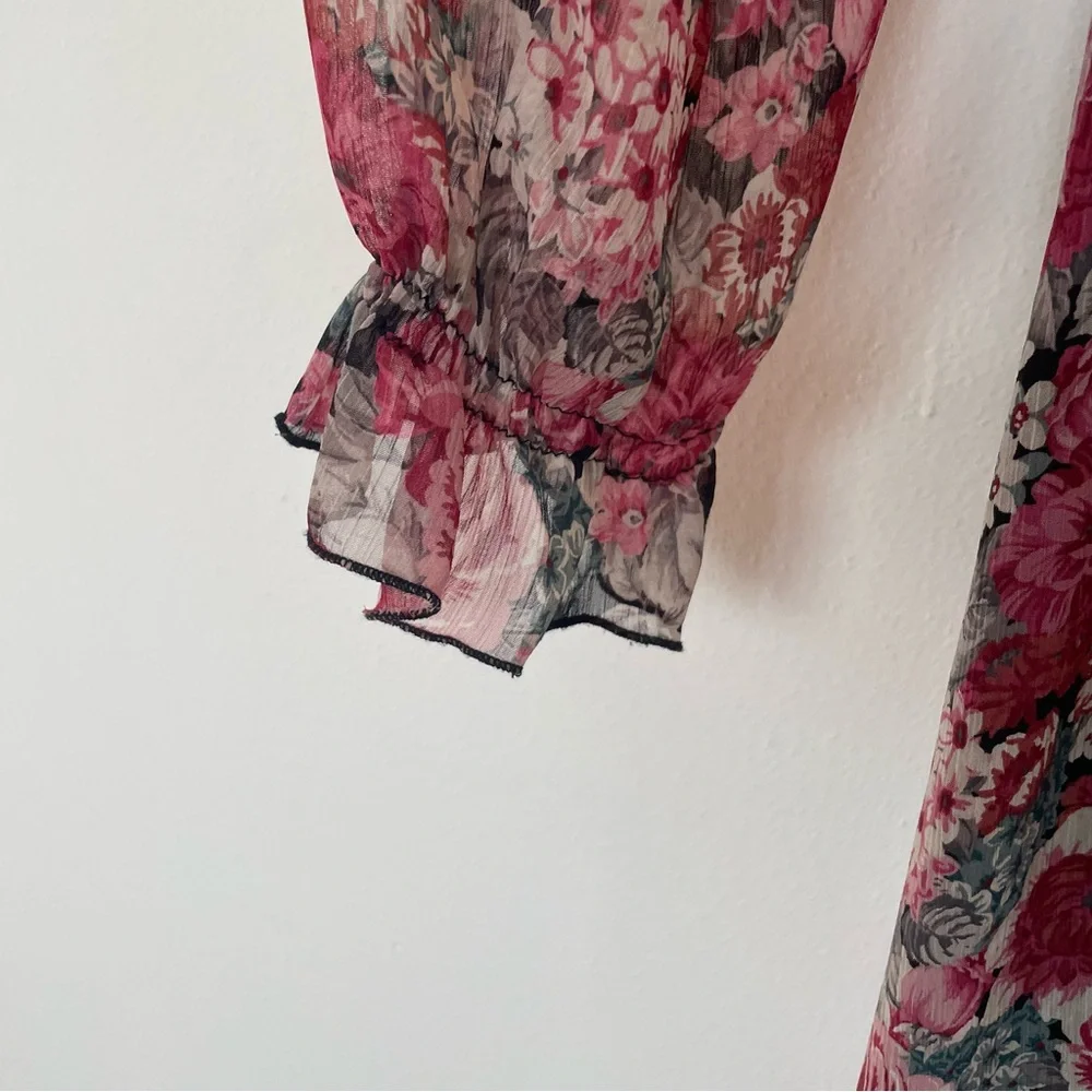 Zara Women’s Floral long sleeve Long Lined Dress Size M - Picture 9 of 16